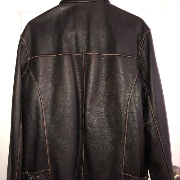 Genuine leather jacket, brown, men’s medium - Picture 2 of 2